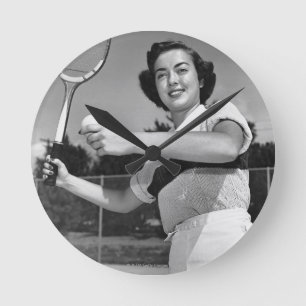 Horloge Ronde Woman Playing Tennis 3