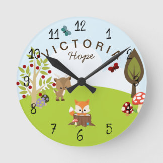 Horloge Ronde Woodland Animals