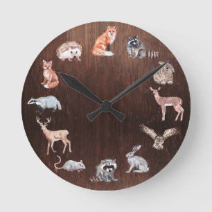 Horloge Ronde Woodland Animals Children