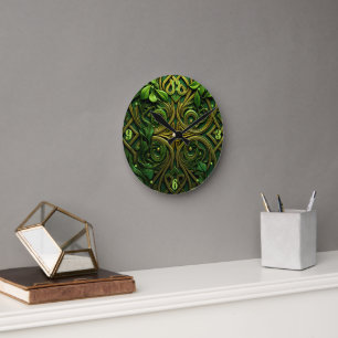 Horloge Ronde Wreath verte