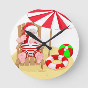 Horloge Ronde xmas beach santa claus