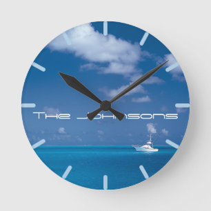 Horloge Ronde Yachting dans le bleu