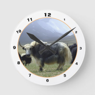 Horloge Ronde Yaks et montagnes de l'Himalaya au Ladakh / yak Ti