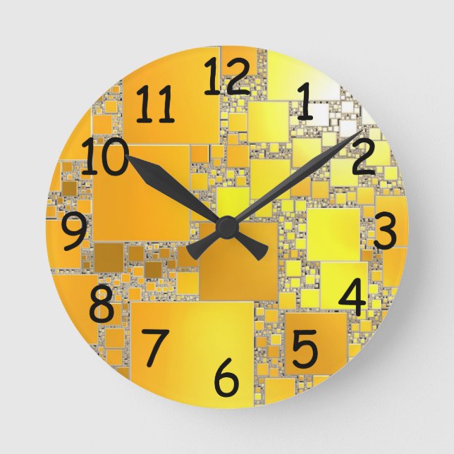 Horloge Ronde Yellow and Orange Squared Clock (Recto)