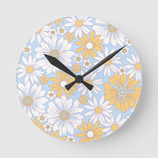 Horloge Ronde Yellow Country Flower art (Recto)