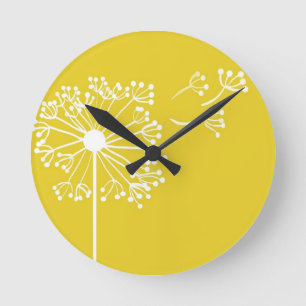 Horloge Ronde Yellow Dandelion Design