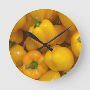 Horloge Ronde Yellow paprika pattern végétable