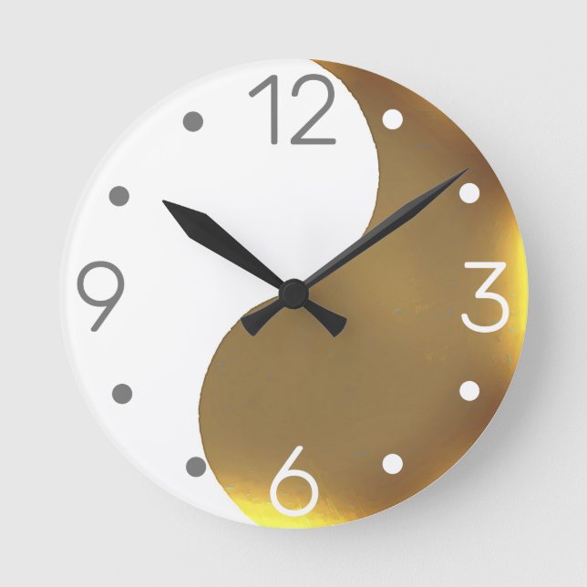 Horloge Ronde Yin Yang - Grunge or & white (Recto)