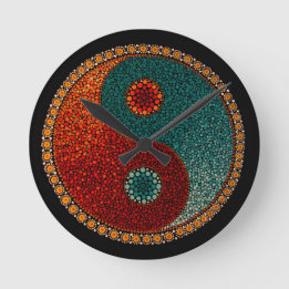 Horloge Ronde Yin Yang Hand
