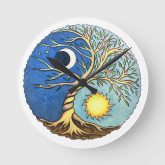 Horloge Ronde Yin-Yang Moon and Sun