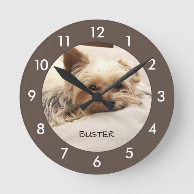 Horloge Ronde Yorkie Dog Personalized  Round Clock (Recto)