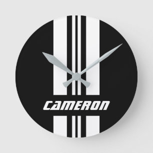 Horloge Ronde Your Name Fully Custom Colors Racing Stripes 1