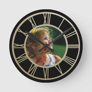Horloge Ronde Your Photo Personalized With Roman Numerals