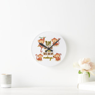 Horloge Ronde Yup ! C'est mon cirque, ce sont mes quatre singes
