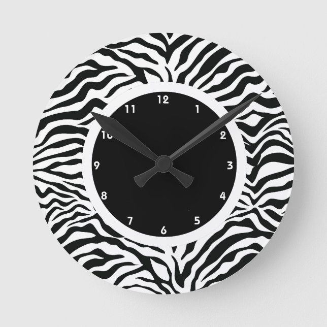 Horloge Ronde Zèbre noir et blanc (Recto)