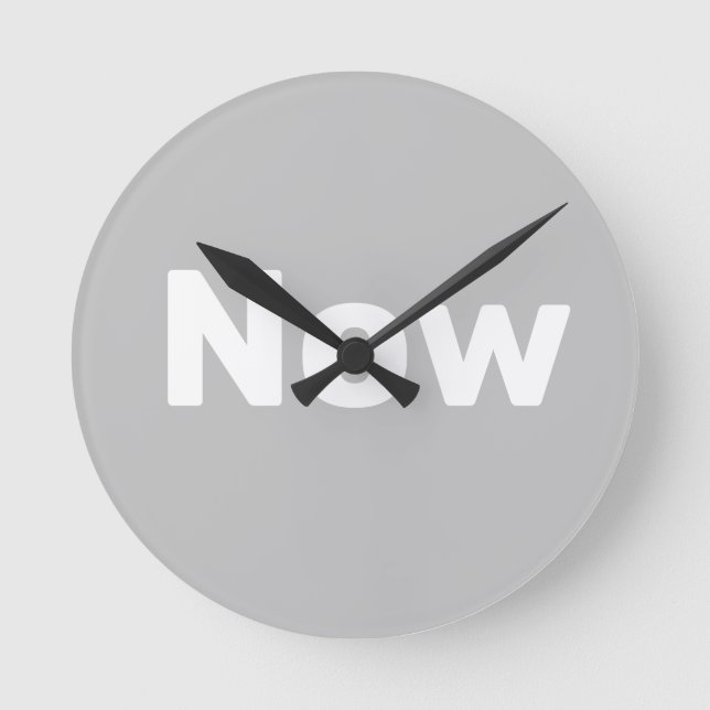Horloge Ronde Zen, pleine conscience, simple, gris & blanc (Recto)