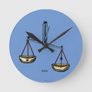 Horloge Ronde Zodiaque : Balance en couleurs