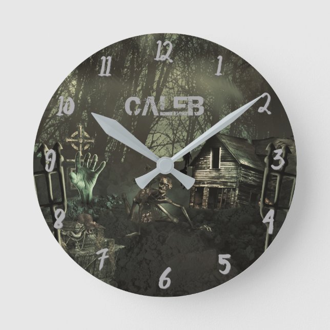 Horloge Ronde Zombie Shack Halloween Horreur Personnalisé (Recto)