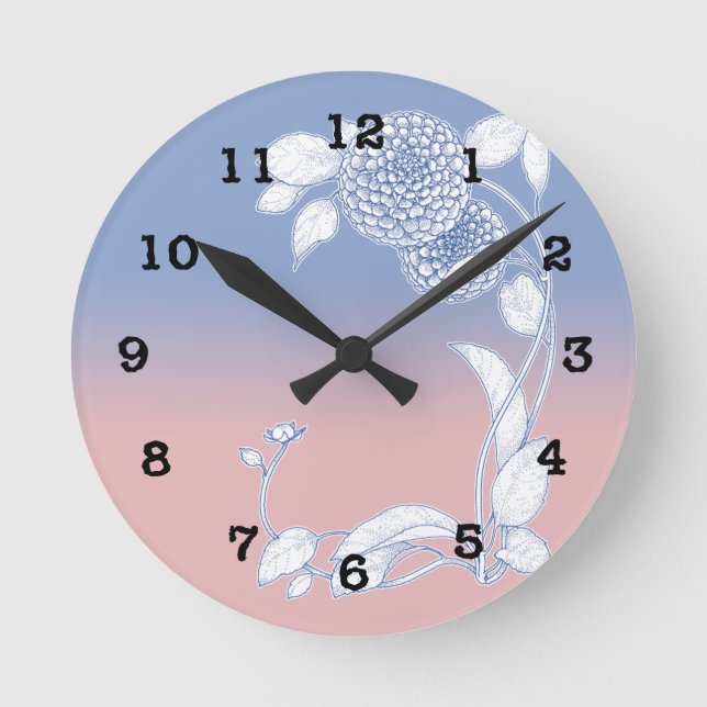 Horloge rose à quartz et Serenity Blue Wall (Recto)