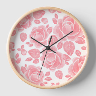 Horloge Rose aquarelle rose - Floral romantique