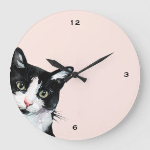 Horloge Rose Chat Cachottier Adorable