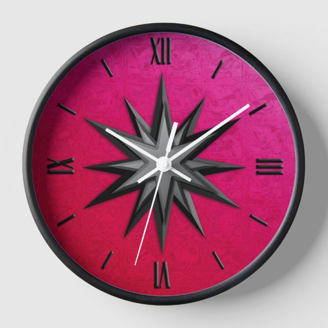 Horloge Rose de boussole Onyx - arrière - plan en verre ru (Recto)
