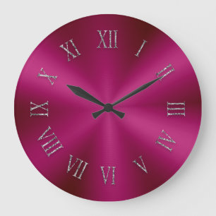 Horloge rose en métal rouge avec chiffres romains