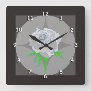 Horloge - Rose et Arrière - plan géométrique en no