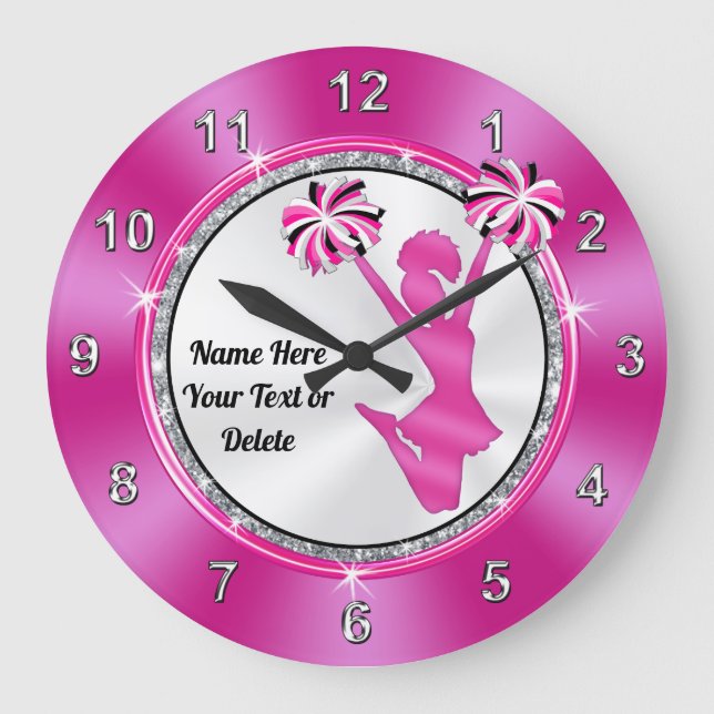 Horloge rose et blanc mignonne Pom-pom girl PERSON (Recto)