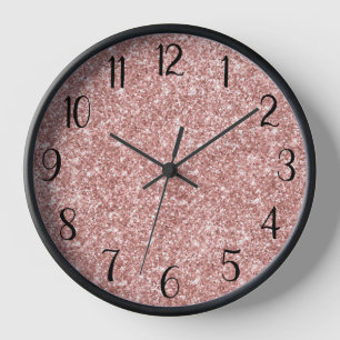 Horloge Rose Gold Pailleté Numéro Noir