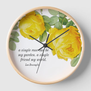 Horloge Rose jaune de l'amitié murale 