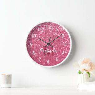 Horloge Rose rose clair faux pétille parties scintillant M