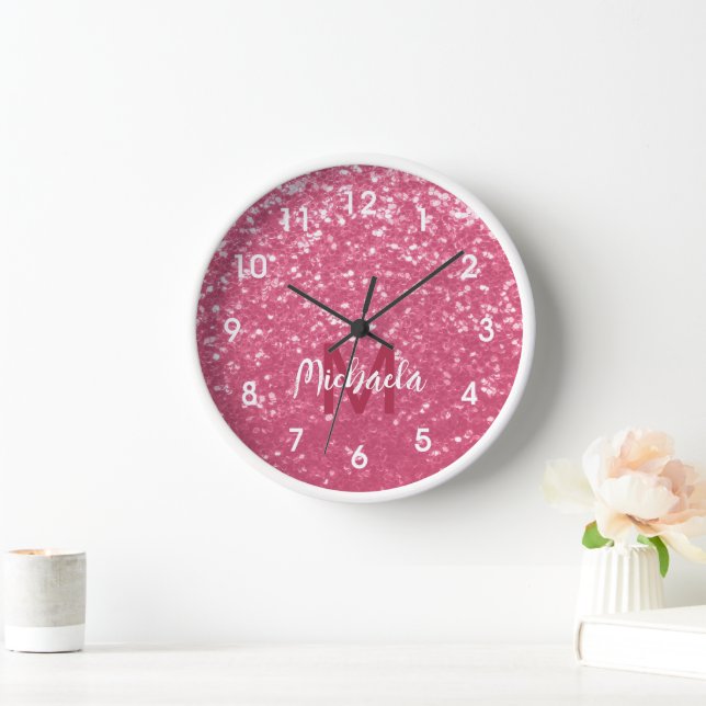 Horloge Rose rose clair faux pétille parties scintillant M (Maison)