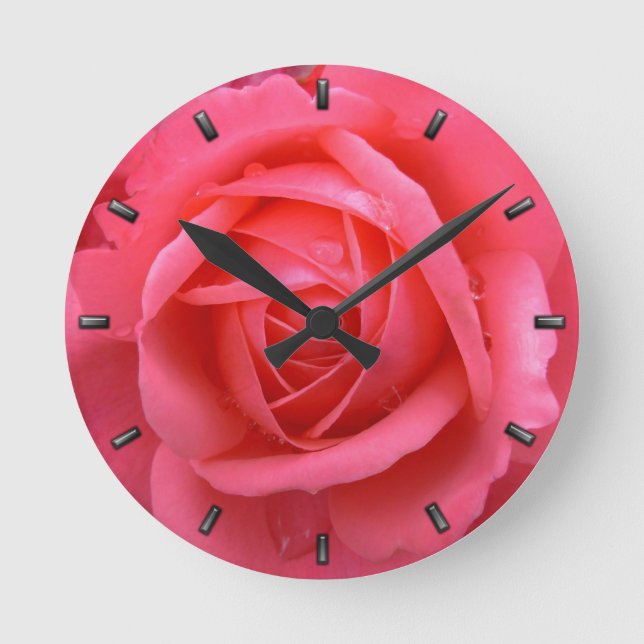Horloge rose Rouge Rose Fleur Mur Horloge Rose Déc (Recto)