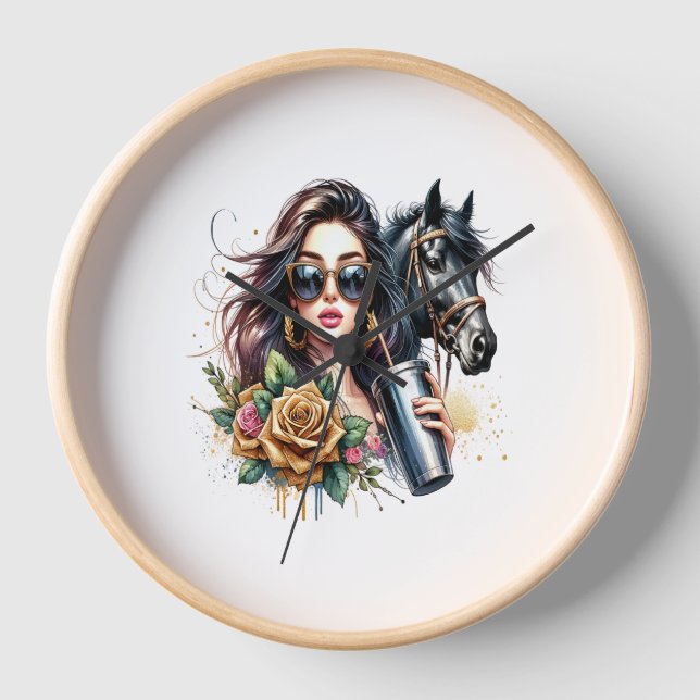 Horloge Roses de Parties scintillant de cheval fille esthé (Recto)