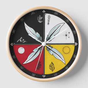 Horloge Roue de médecine Mandala Rond Autochtone