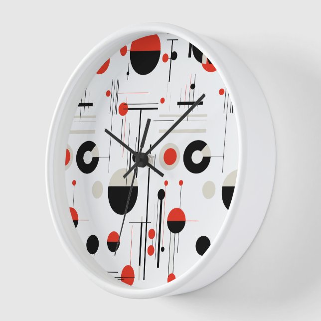 Horloge Rouge blanc noir Bauhaus formes géométriques motif (Angle)