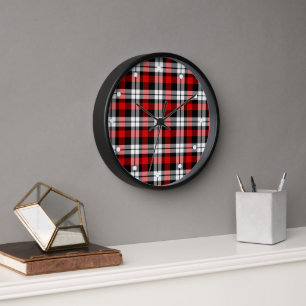 Horloge Rouge Blanc Noir Buffalo Check Plaid Motif