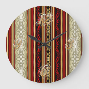 Horloge rouge Damas et Mur or