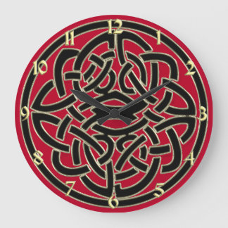 Horloge rouge noir et or métal celtique noeud