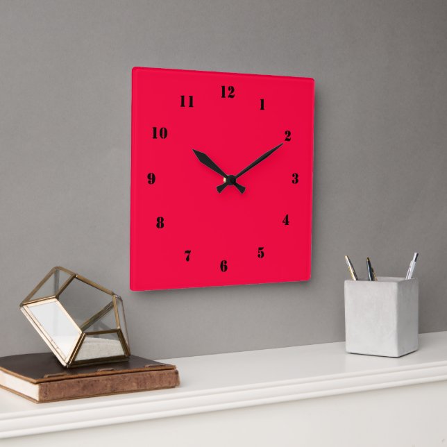 Horloge rouge noire Couleur personnalisée et polic (Bureau)