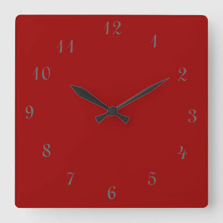 Horloge rouge simple > Horloges carrées avec chiff