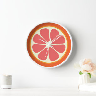 Horloge Ruby Red Grapefruit Citrus Fruit Slice Cuisine