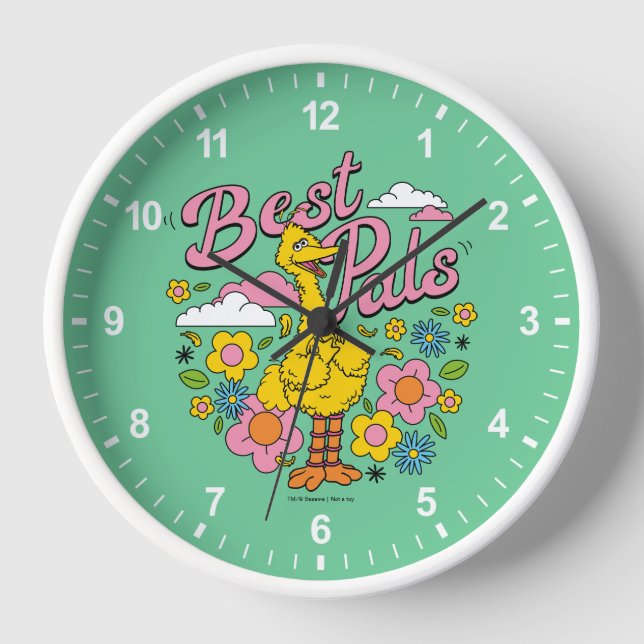 Horloge Rue Sésame | Meilleurs potes d'oiseaux jaunes (Recto)