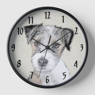 Horloge Russell Terrier Peinture rugueuse - Art Chien orig