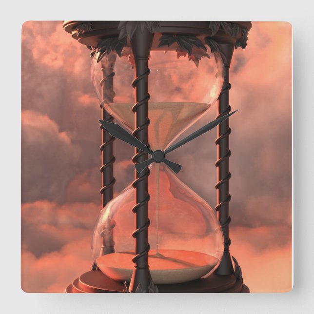 Horloge sablier du temps square wall clock (Front)