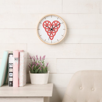 Horloge Sacred Heart - Coeur de vie, 3D/Rouge.