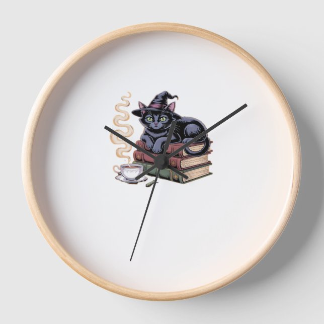 Horloge Saison Citrouille de la brigade de chats noirs T-s (Recto)