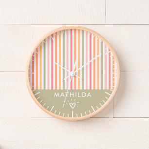 Horloge Salle pour enfants à rayures moderne
