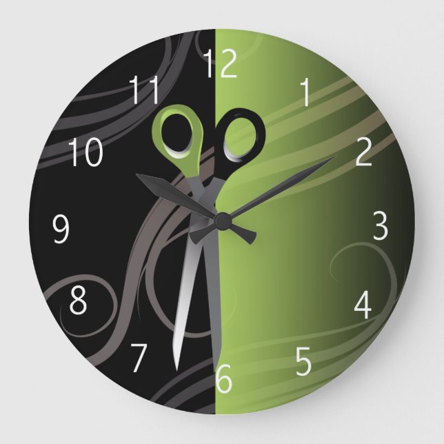 horloge salon de coiffure vert élégant (Recto)